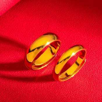 Вьетнамское женски отворено гладък пръстен от бяло злато, двойка мъжки и женски пръстени, гладък пръстен, темпераментное пръстен за жени, двойка пръстени
