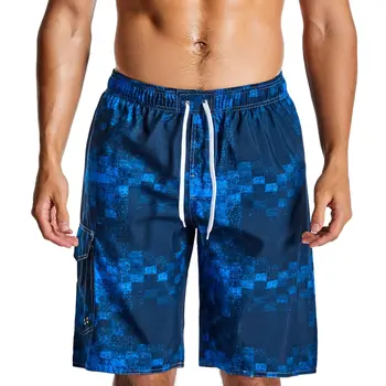 Мъжки бързо съхнещи плажни панталони с клетчатыми къси панталони с принтом