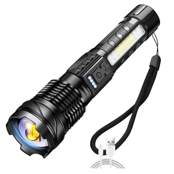 Мощен led фенерче USB Typ-C със зарядно устройство Flasglight Външно осветление Мащабируем Преносим лампа Промоция на отблясъците