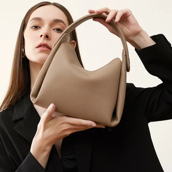 2023 Нова Дамска чанта за през рамото от телешка кожа на Горния слой, чанта, изработена от естествена кожа, Мека чанта-портсигар за жени, Дамски