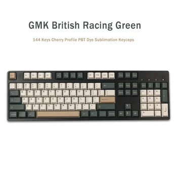144 Клавишите GMK British Racing Green Keycaps Череша Профил на Сублимация на коса PBT Механична Клавиатура Keycap За ключа MX